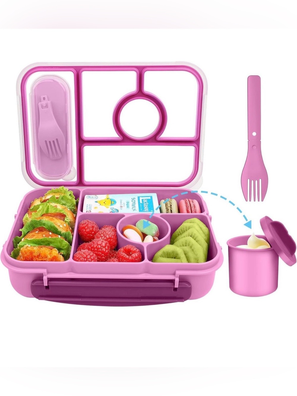 Pink Kids’ Bento Box with Spoon & Dip Cup - One Size